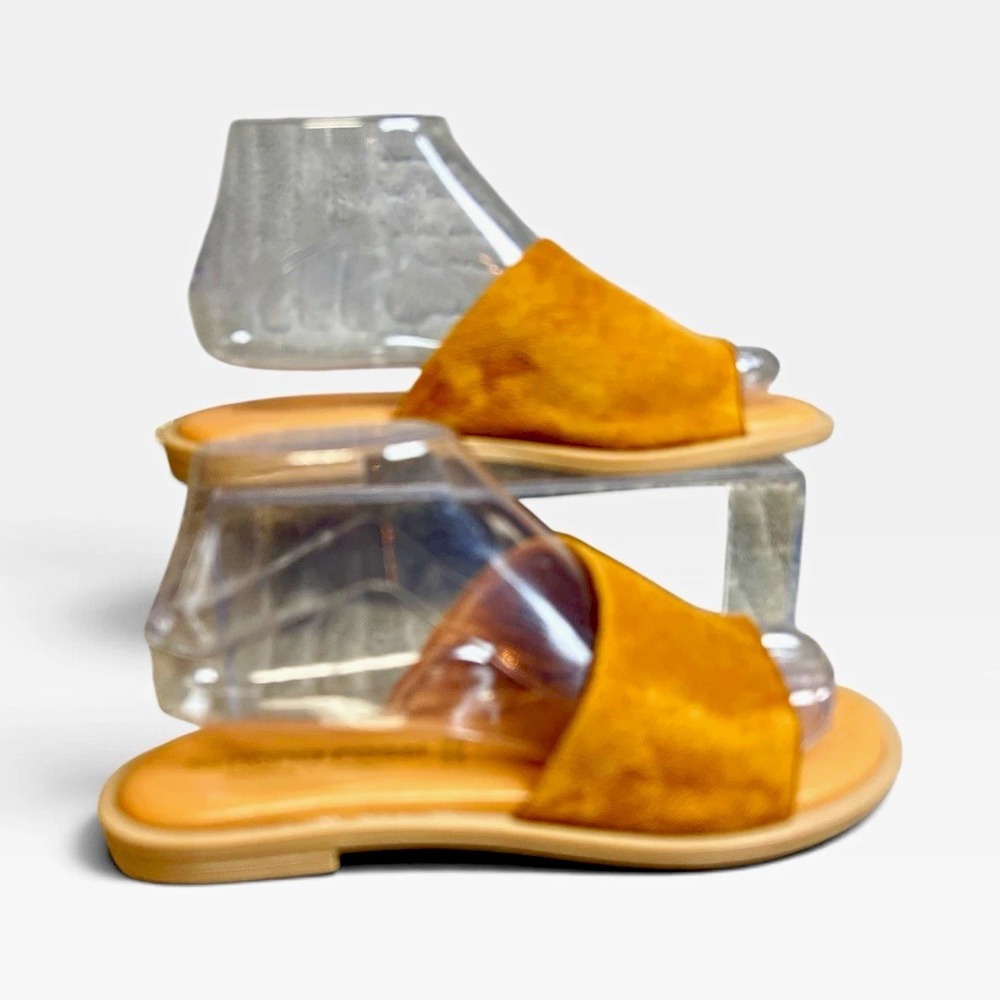 Simona Rossi Brown Suede Slide Sandals Slip-On Flat EU 38 Made in Italy